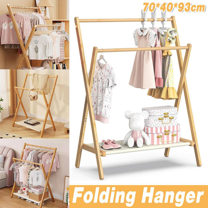 Folding Clothes Hanger Indoor Floor Bedroom Garment Rack Simple Hanging Stand
