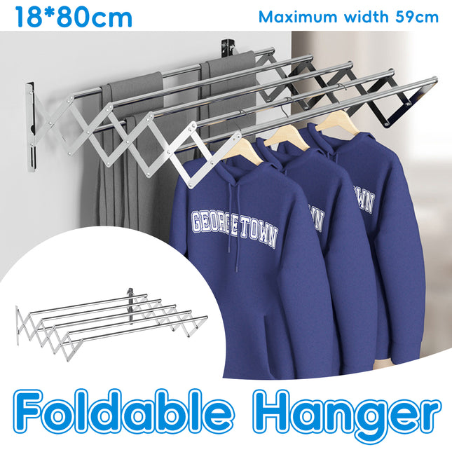 Foldable Wall Mounted Clothes Towel Hanger Space Saving Durable Sturdy Daily Use