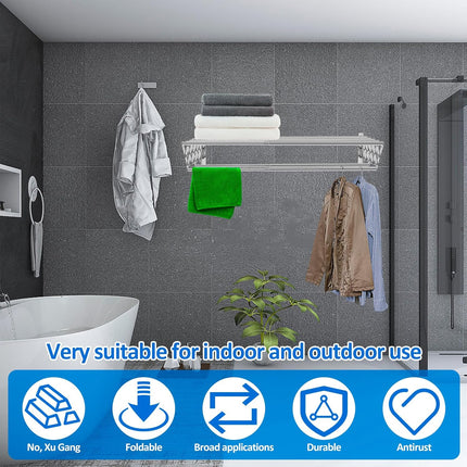 Foldable Wall Mounted Clothes Towel Hanger Space Saving Durable Sturdy Daily Use