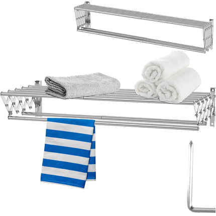 Foldable Wall Mounted Clothes Towel Hanger Space Saving Durable Sturdy Daily Use