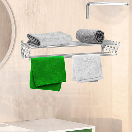 Foldable Wall Mounted Clothes Towel Hanger Space Saving Durable Sturdy Daily Use