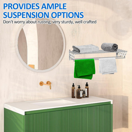 Foldable Wall Mounted Clothes Towel Hanger Space Saving Durable Sturdy Daily Use