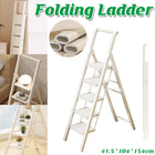 Folding 5 Step Ladder 154cm Carbon Steel 20cm Wide Pedals for Home Garage Use