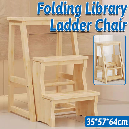 Folding Library Ladder Chair 3 Step Stool Durable for Home Kitchen Daily Use