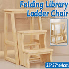 Folding Library Ladder Chair 3 Step Stool Durable for Home Kitchen Daily Use