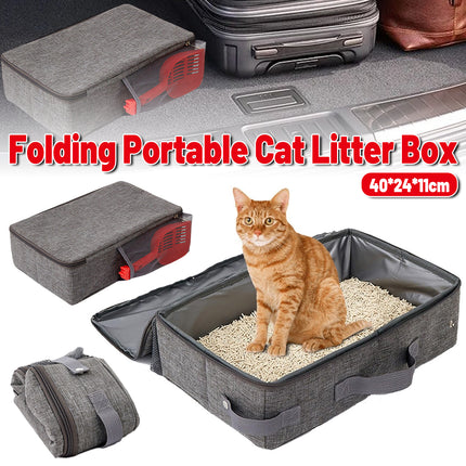 Foldable Cat Litter Box Portable Travel Toilet for Outdoor with Zipper Closure