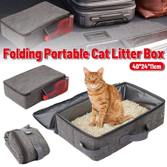 Foldable Cat Litter Box Portable Travel Toilet for Outdoor with Zipper Closure