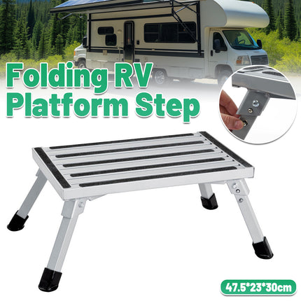 Folding RV Step Stool Non Slip Platform Portable Footrest for Camper Trailer Use