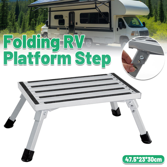 Folding RV Step Stool Non Slip Platform Portable Footrest for Camper Trailer Use