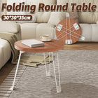 Folding Round Side Table with Carbon Steel Legs and Waterproof Top