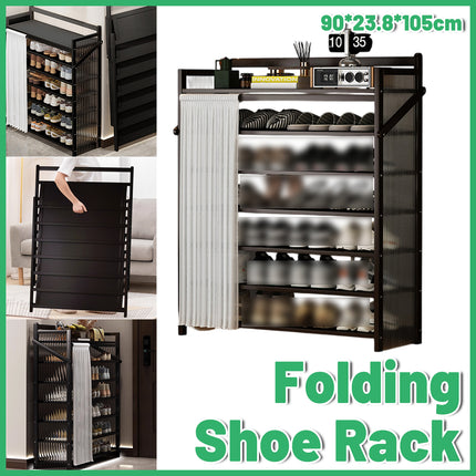 7 Tier Foldable Shoe Rack Space Saving Durable Dustproof for Home Enterway Use