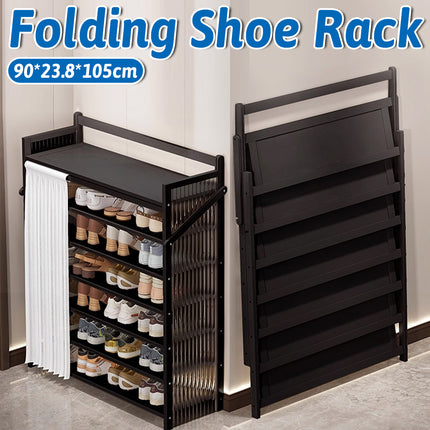 7 Tier Foldable Shoe Rack Space Saving Durable Dustproof for Home Enterway Use
