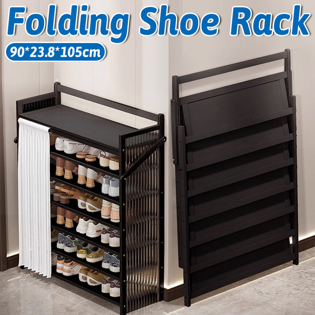 7 Tier Foldable Shoe Rack Space Saving Durable Dustproof for Home Enterway Use