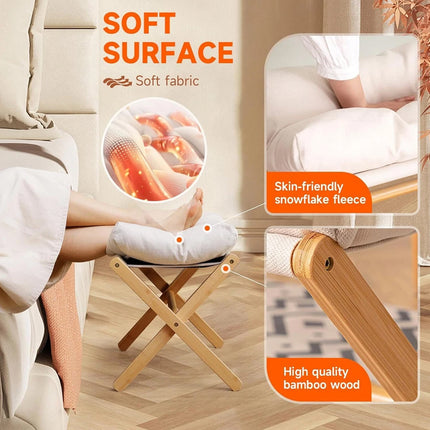 Foot Stool Solid Wood Foldable for Home Office Bedroom Portable Seat Step Stool