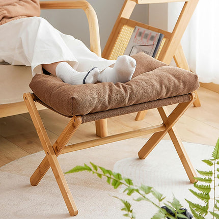 Foot Stool Solid Wood Foldable for Home Office Bedroom Portable Seat Step Stool