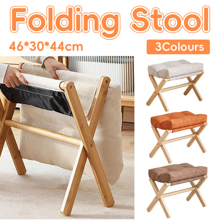 Foot Stool Solid Wood Foldable for Home Office Bedroom Portable Seat Step Stool