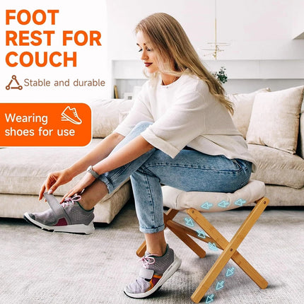 Foot Stool Solid Wood Foldable for Home Office Bedroom Portable Seat Step Stool