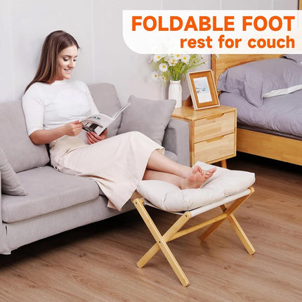 Foot Stool Solid Wood Foldable for Home Office Bedroom Portable Seat Step Stool