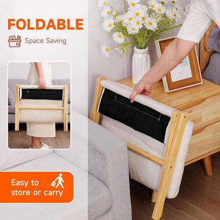 Foot Stool Solid Wood Foldable for Home Office Bedroom Portable Seat Step Stool