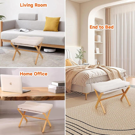 Foot Stool Solid Wood Foldable for Home Office Bedroom Portable Seat Step Stool