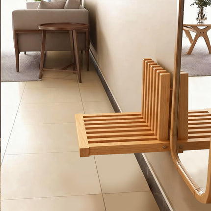 Wall Mounted Folding Shoe Changing Stool Solid Wood Sturdy Space Saving Home Use