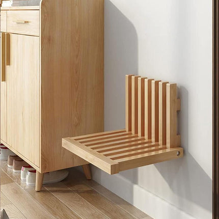 Wall Mounted Folding Shoe Changing Stool Solid Wood Sturdy Space Saving Home Use
