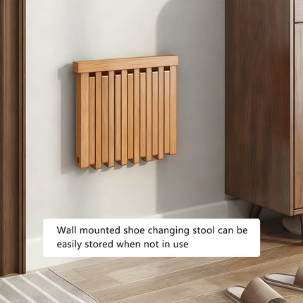 Wall Mounted Folding Shoe Changing Stool Solid Wood Sturdy Space Saving Home Use
