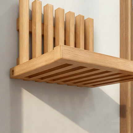 Wall Mounted Folding Shoe Changing Stool Solid Wood Sturdy Space Saving Home Use