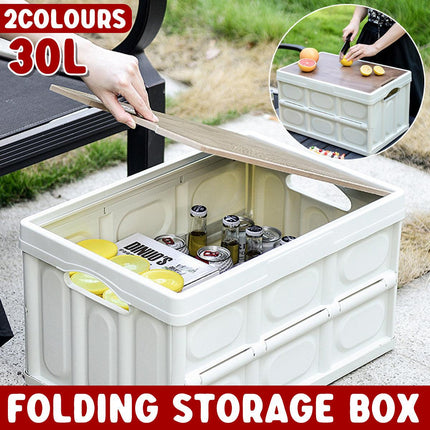 Folding Camping Storage Box Outdoor Stackable Container with Lid Home Organizer