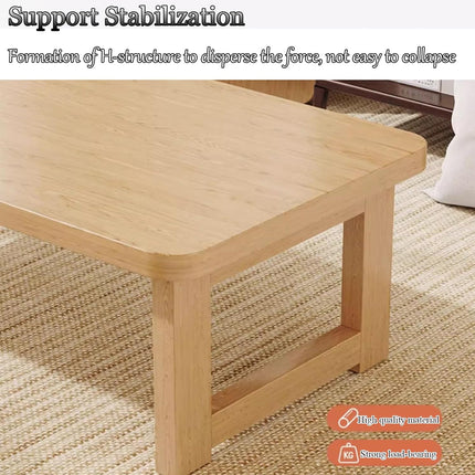 Foldable Solid Wood Low Table for Living Room Indoor Space Saving Durable