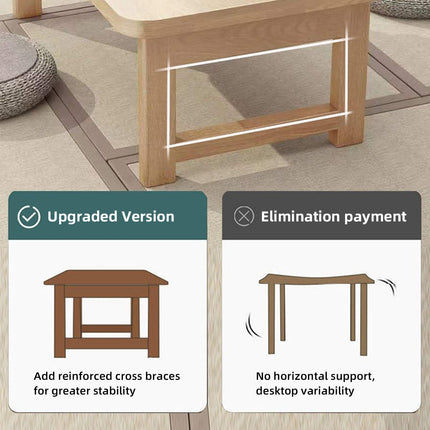 Foldable Solid Wood Low Table for Living Room Indoor Space Saving Durable