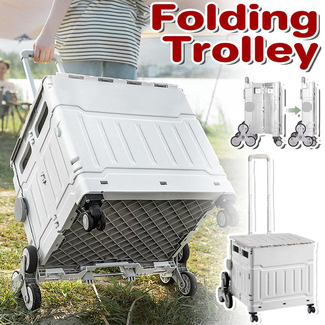 Collapsible Folding Shopping Cart Portable Grocery Trolley for Outdoor Camping