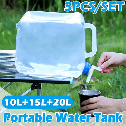 3PCS Collapsible Water Container With Spigot Folding Storage Carrier Camping