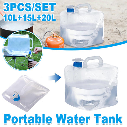 3PCS Collapsible Water Container With Spigot Folding Storage Carrier Camping