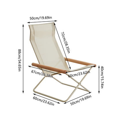 Folding Camping Chair with Solid Wood Armrests Carbon Steel Frame