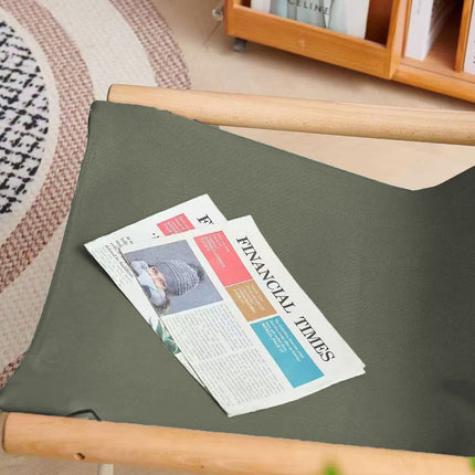 Folding Camping Chair with Solid Wood Armrests Carbon Steel Frame