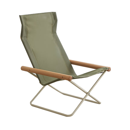 Folding Camping Chair with Solid Wood Armrests Carbon Steel Frame