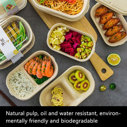 50PCS Disposable Two-Compartment Light Meal Salad Box with Lids Leakproof
