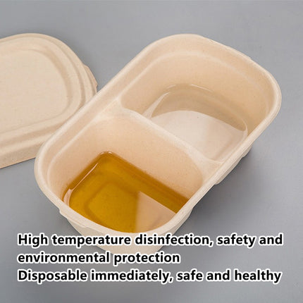 50PCS Disposable Two-Compartment Light Meal Salad Box with Lids Leakproof