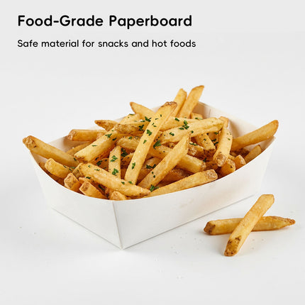 100 Pack Disposable Food Trays Grease Resistant Paper Boats for Snacks Takeaway
