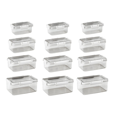 12PCS Airtight Food Storage Containers with Lids 4Size Food-Grade Transparent