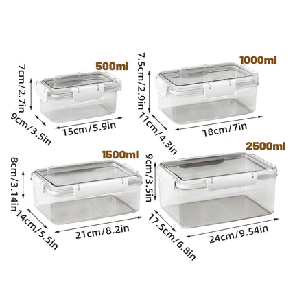 12PCS Airtight Food Storage Containers with Lids 4Size Food-Grade Transparent