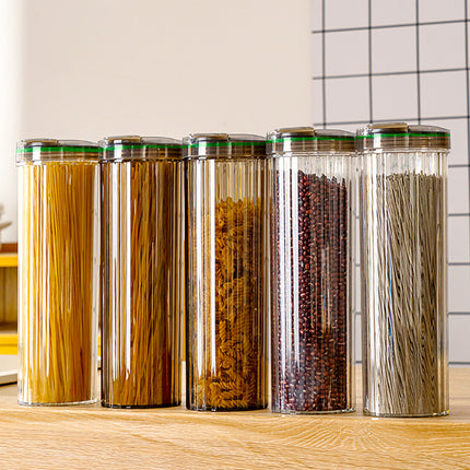 6PCS Clear Storage Containers with Lids Kitchen Pantry Organiser Tall Plastic Jars