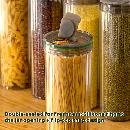 6PCS Clear Storage Containers with Lids Kitchen Pantry Organiser Tall Plastic Jars