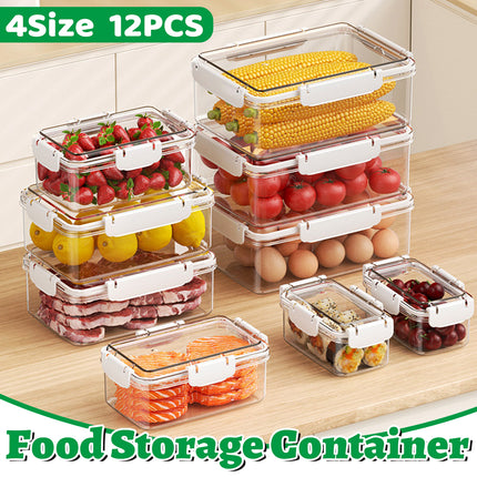 12PCS Airtight Food Storage Containers with Lids 4Size Food-Grade Transparent