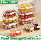12PCS Airtight Food Storage Containers with Lids 4Size Food-Grade Transparent
