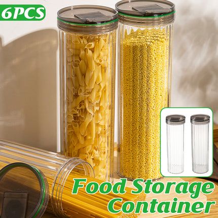 6PCS Clear Storage Containers with Lids Kitchen Pantry Organiser Tall Plastic Jars
