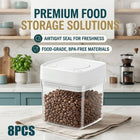 Square Sealed Food Storage Containers Set of 8 500ml Airtight Kitchen Jars