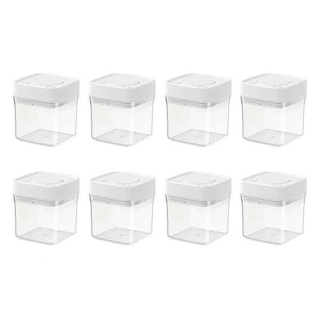 Square Sealed Food Storage Containers Set of 8 500ml Airtight Kitchen Jars