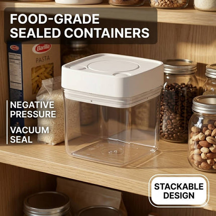 Square Sealed Food Storage Containers Set of 8 500ml Airtight Kitchen Jars